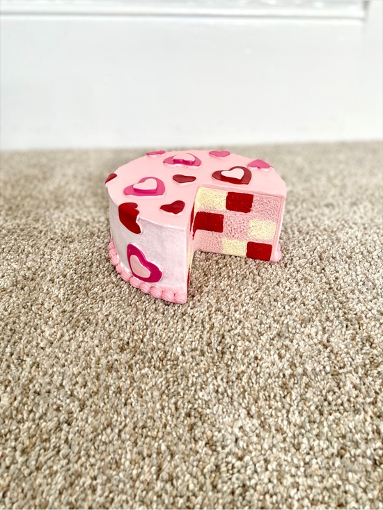 T.J.Maxx Other - Valentines Day Faux Cake Decor Pink Hearts Red Checkerboard Tiered Tray